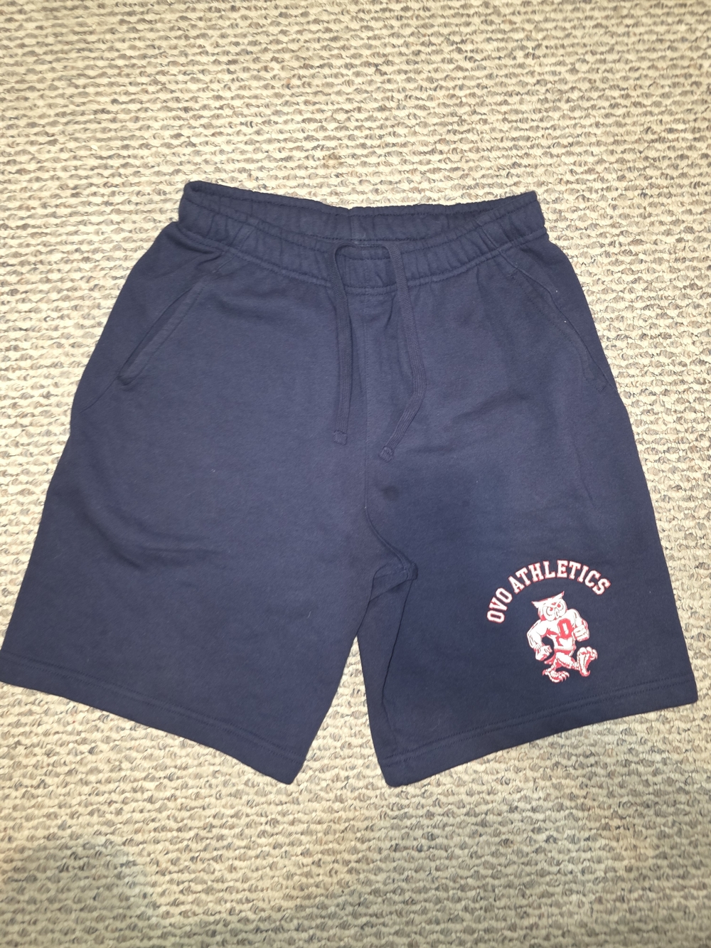 OVO Navy Athletic Shorts with Red Accent Logo